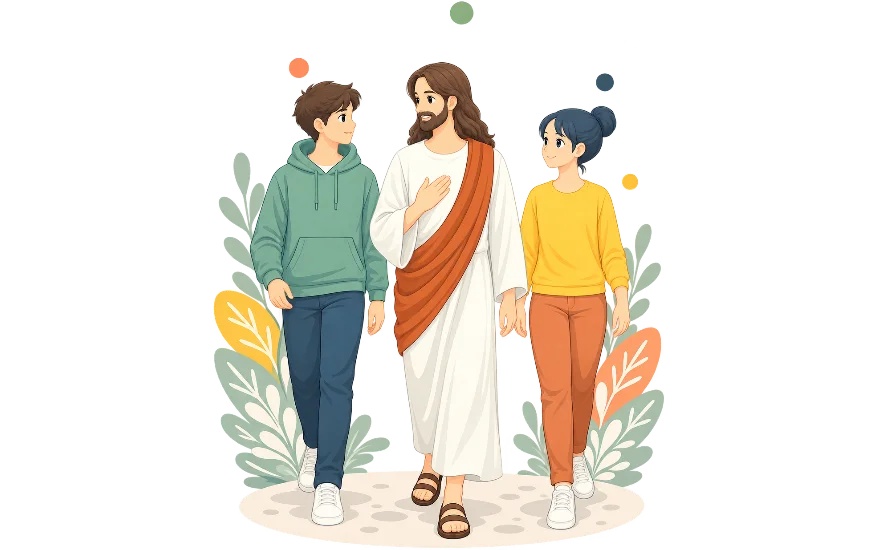 Gesu con due discepoli